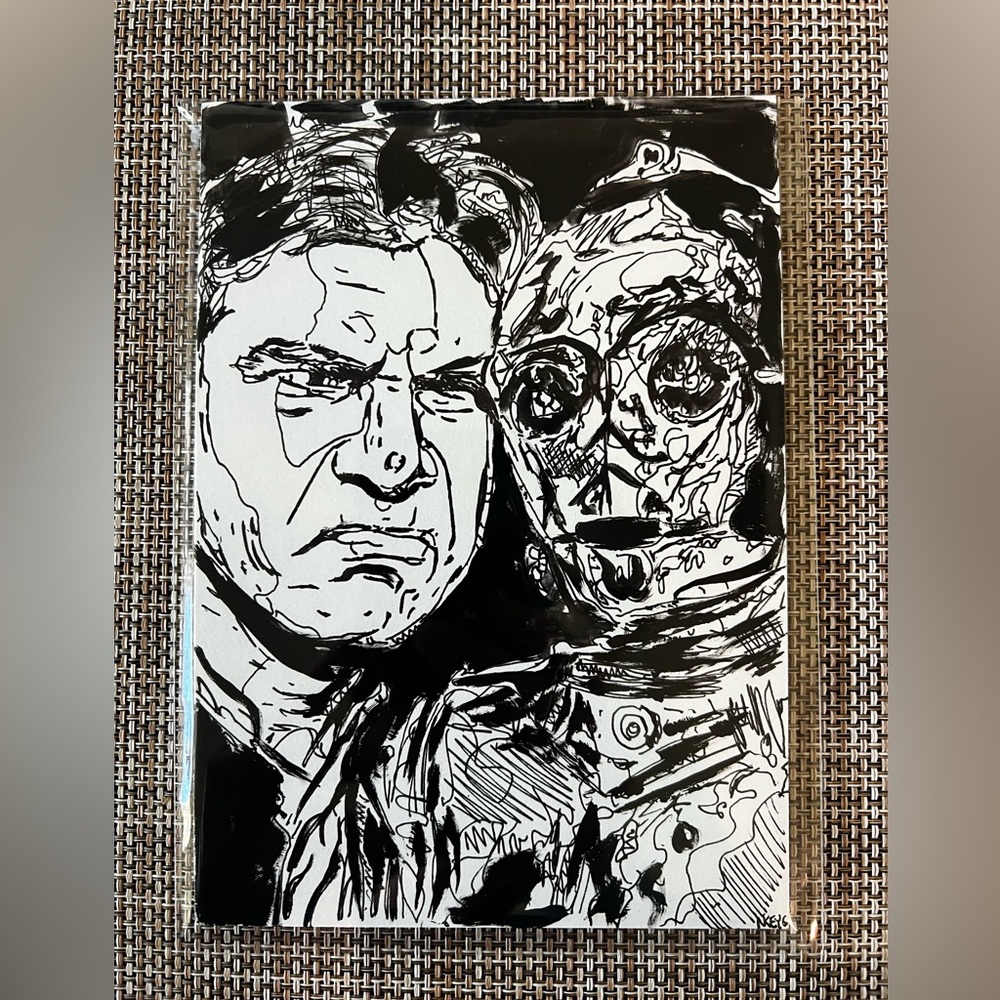 Hans Solo CP30 Star wars original pen and paint on 5x7 paper original Art